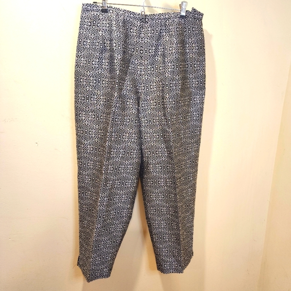 TALBOTS Black and White Patterned Pure Silk Dress Pants Size 14